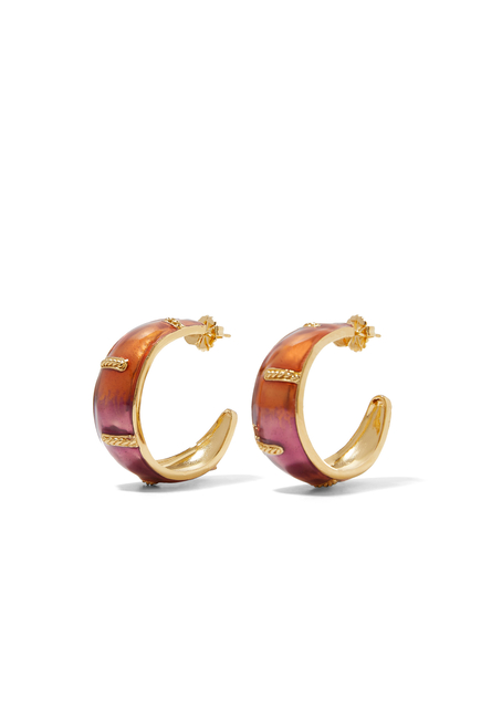 Idra Enamel Hoop Earrings, 24k Gold-Plated Brass